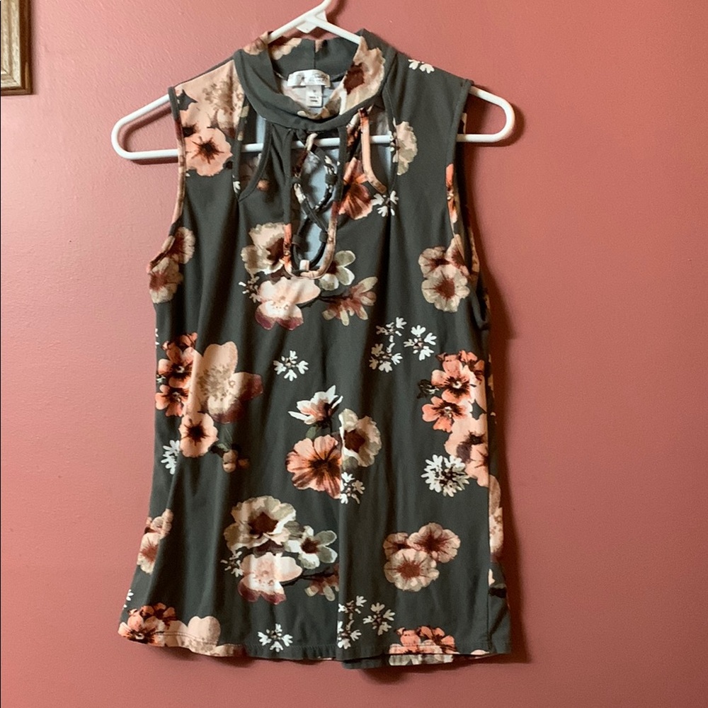 J for Justify Black Sleeveless Tie Front Blouse
